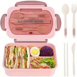 Bento Box for Adult, 1200 ML Lunch Containers for Adults, LeakProof Lunch Box with Utensils, BPA Free, 3 Compartment Bento Box Microwave Safe